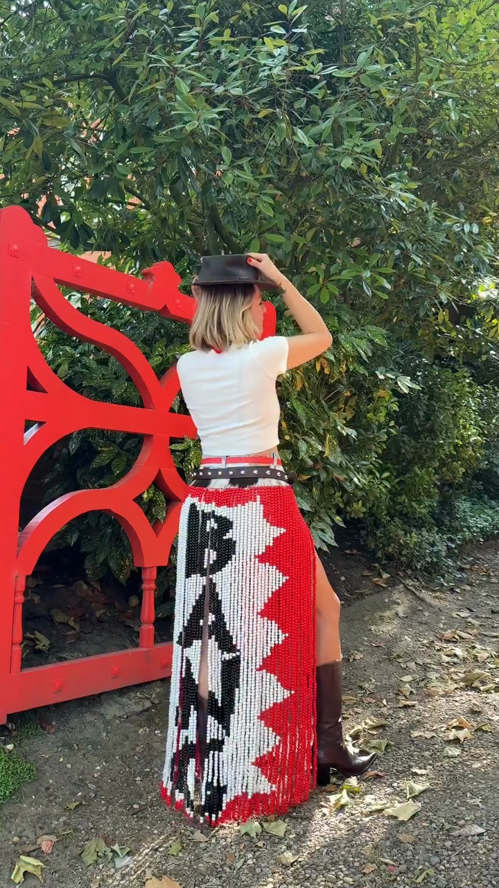 Beaded Fringe "BAD" Graphic Skirt