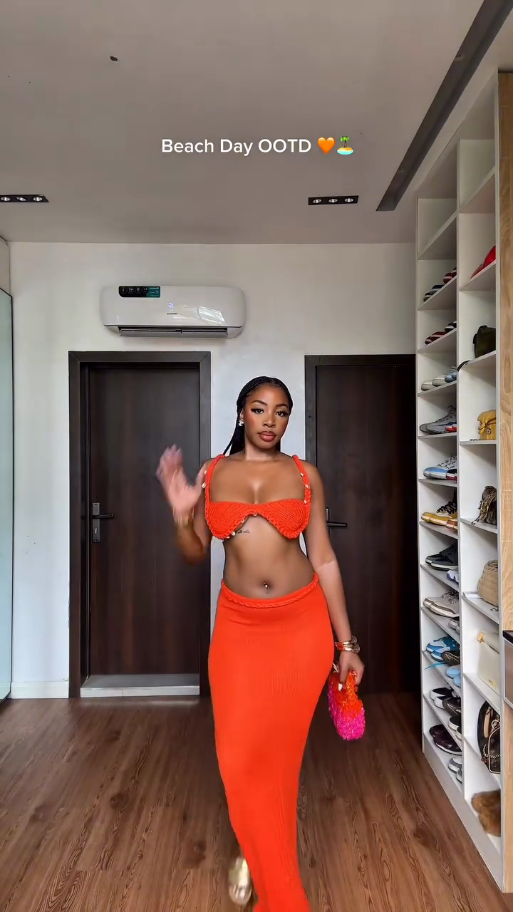 Orange Crochet Beach Co - ord Set