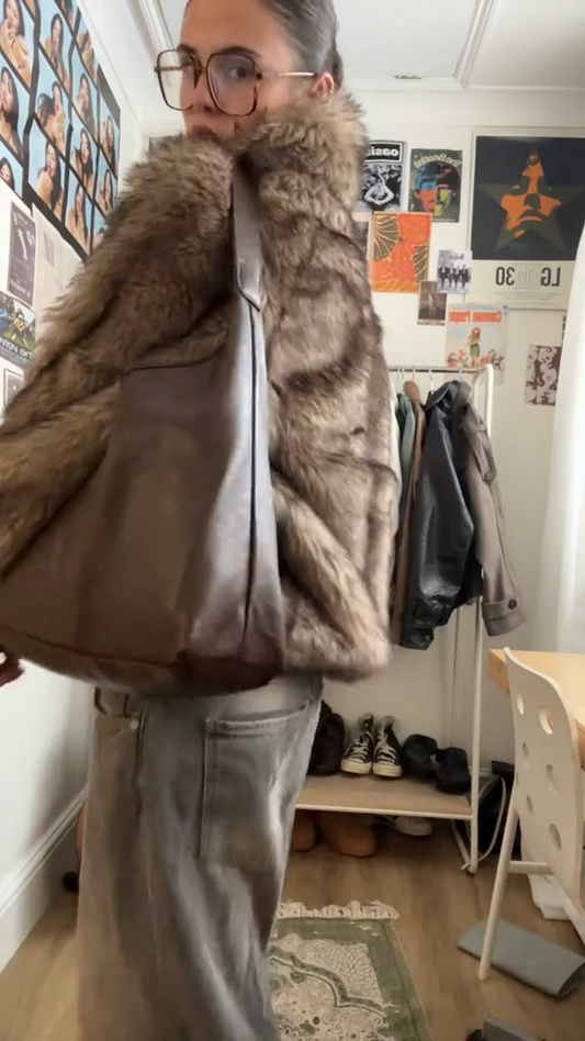 Brown faux fur jacket