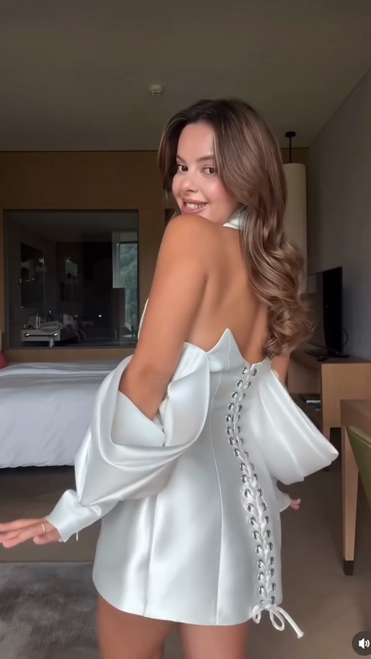 White Satin Halter - Style Mini Dress