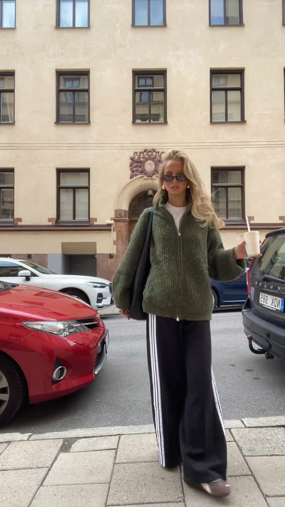 Olive Green Knit Zip-Up Cardigan