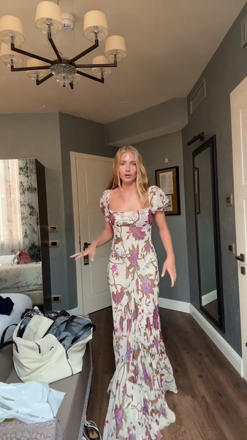 Floral Print Square Neck Maxi Dress