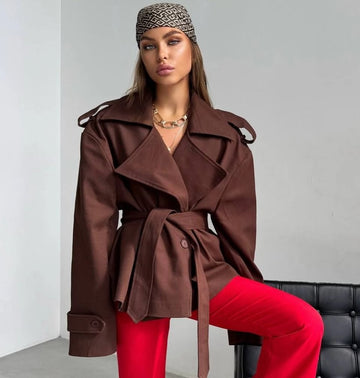 Brown Belted Trench Coat
