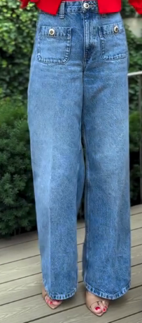 Blue High - Waisted Wide - Leg Jeans