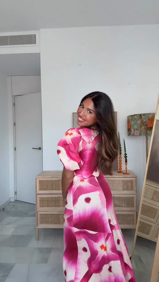 Pink and White Floral Print Two - piece Set