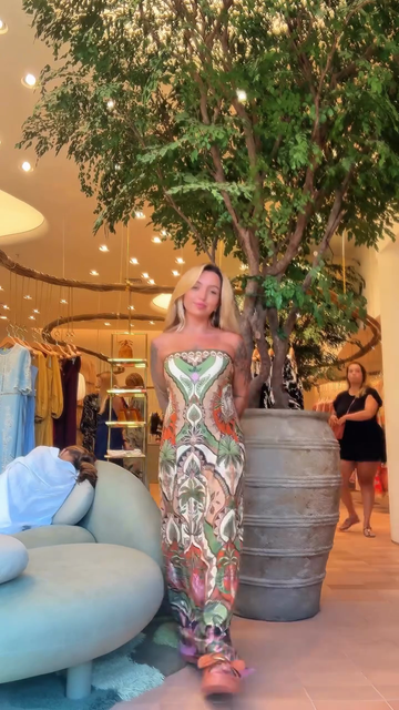 Printed Strapless Maxi Dress