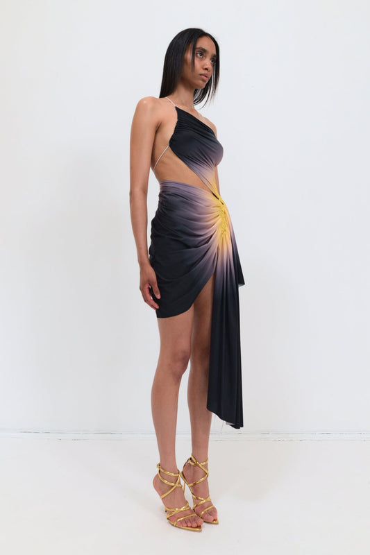 Gradient One - Shoulder Cutout Mini Dress