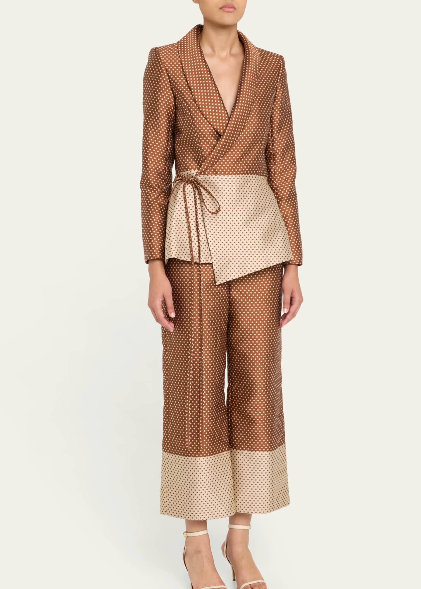 Brown and Beige Polka - Dot Suit Set