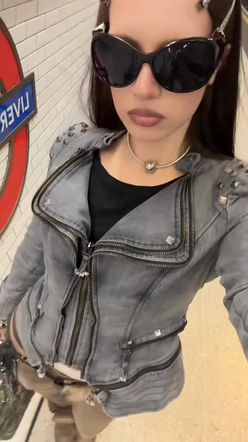 Grey Studded Biker Jacket