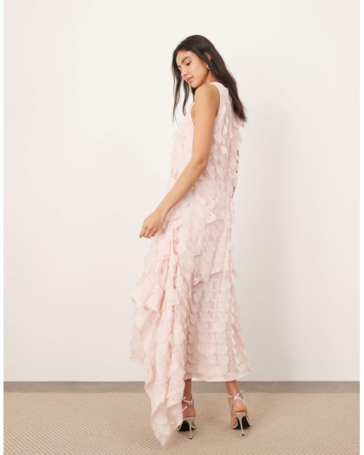Light Pink Ruffled Halter Maxi Dress
