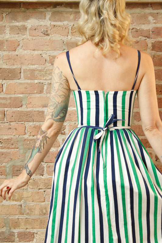 Striped Strapless Midi Dress