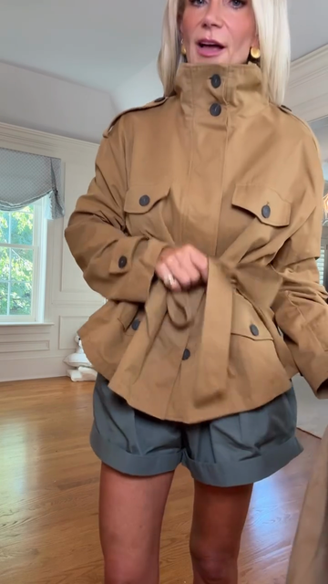 Camel Cropped Trench Jacket