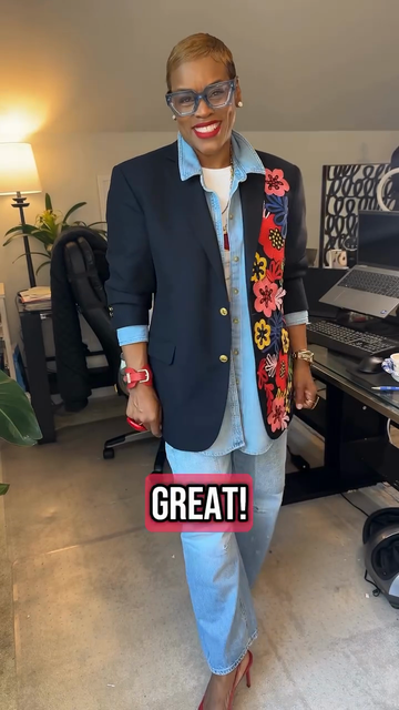 Floral Embroidered Patchwork Blazer