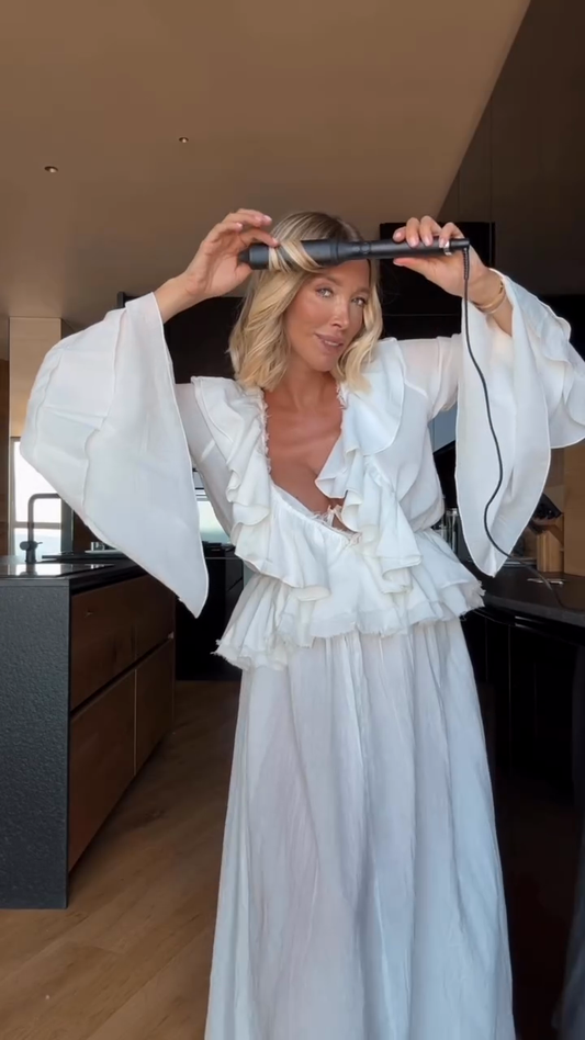 Ruffle - Trimmed Sheer White Midi Dress