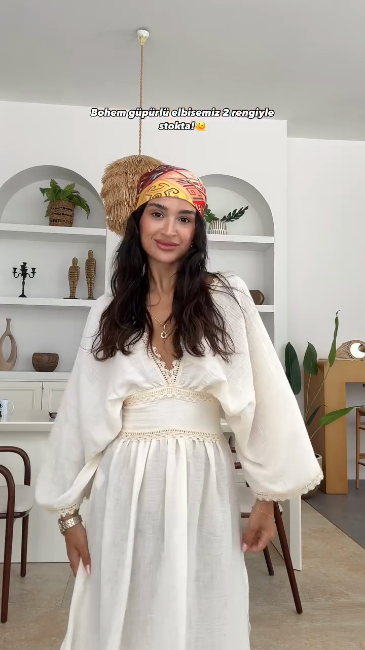 White Linen Bohemian Maxi Dress