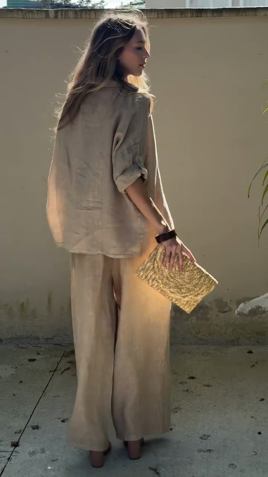 Beige Linen Two - Piece Set