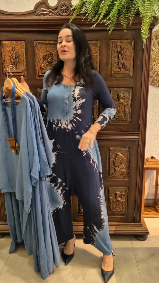 Blue Tie - Dye Jumpsuit