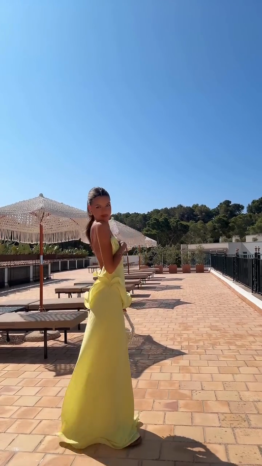 Asymmetric Ruffle Maxi Dress