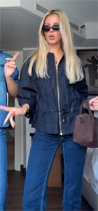 Navy Blue Cinched - Waist Jacket