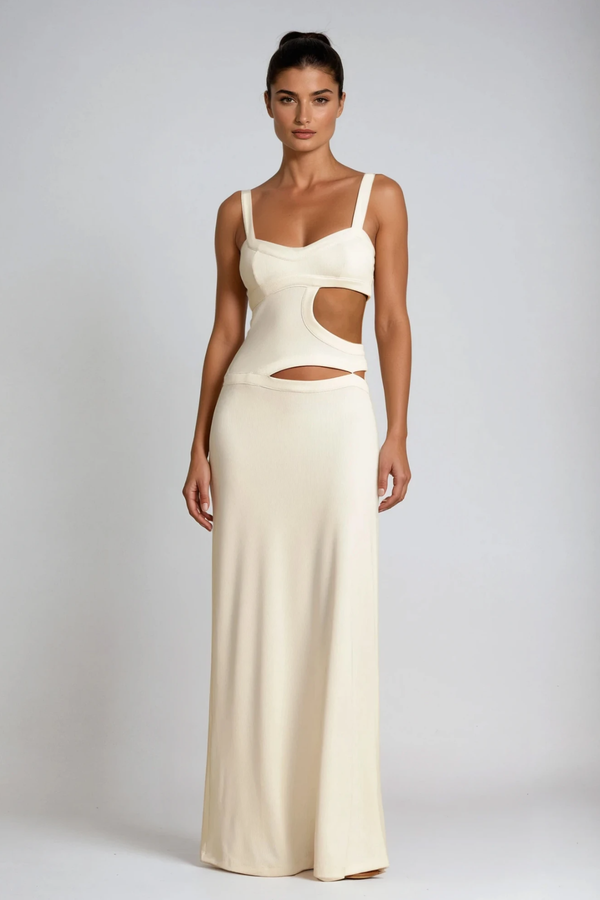 Cream Cutout Sling Maxi Dress