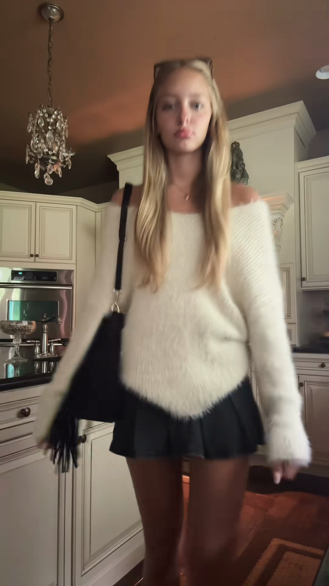 Off - the - Shoulder White Fluffy Sweater