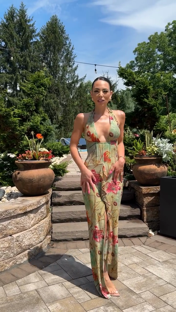 Floral Print Halter - neck Maxi Dress