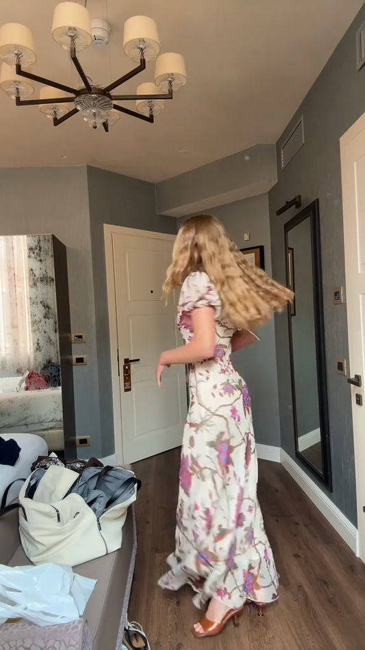 Floral Print Square Neck Maxi Dress