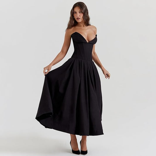 Strapless Corset Midi Dress