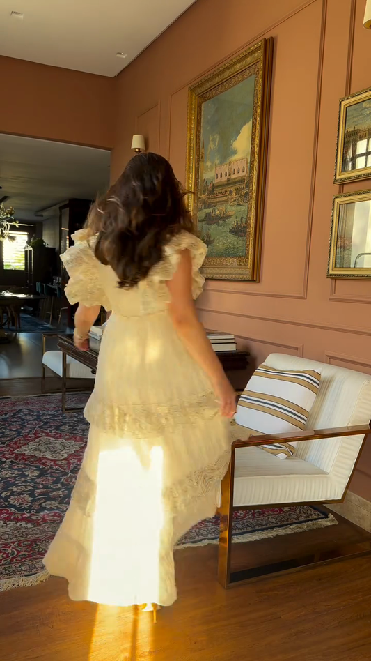 Embroidered Ruffled Maxi Dress