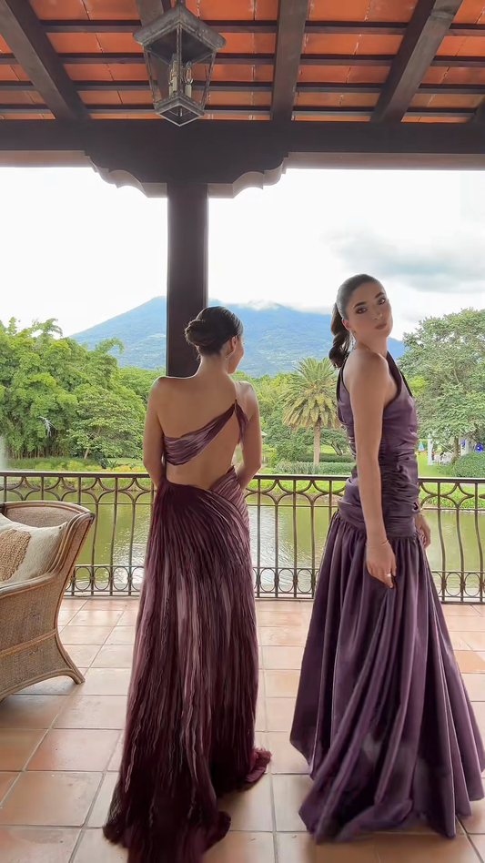 One - Shoulder Ruched Evening Gown