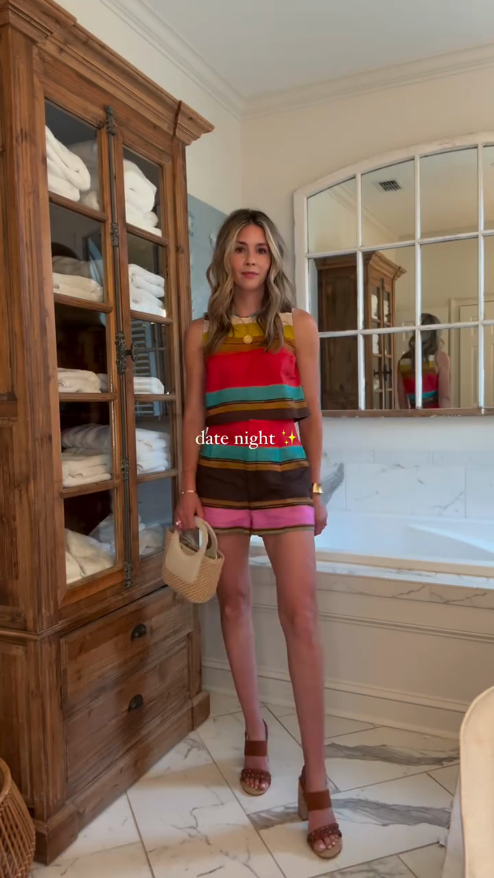 Color - Blocked Sleeveless Top and Shorts Set