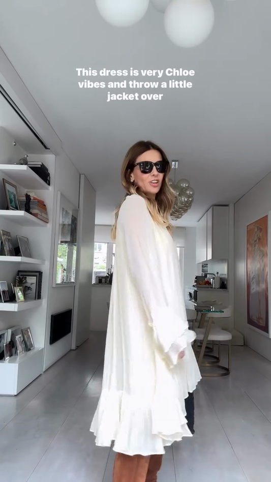 Cream Ruffled Chiffon Dress