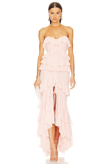 Strapless Ruffled Maxi Dress