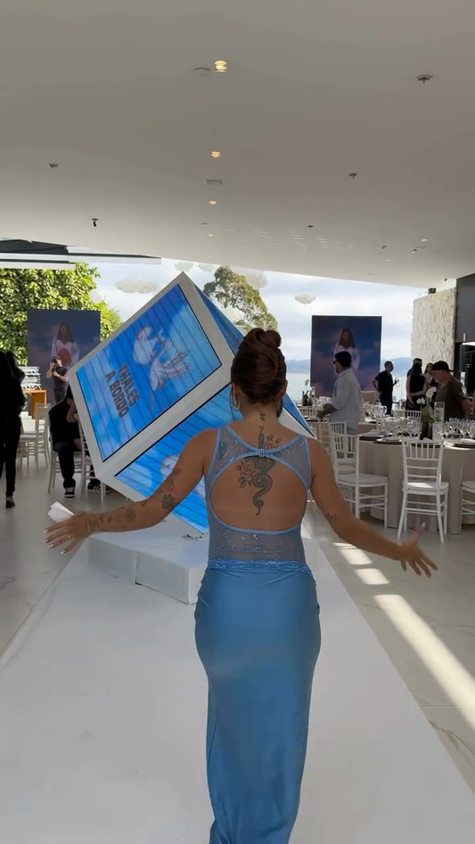 Light Blue Lace - Detail Maxi Dress