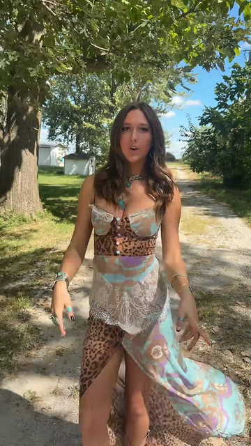 Leopard Print Maxi Dress with Lace and Sheer Overlay