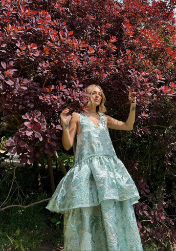 Light Blue Embroidered Sleeveless Dress