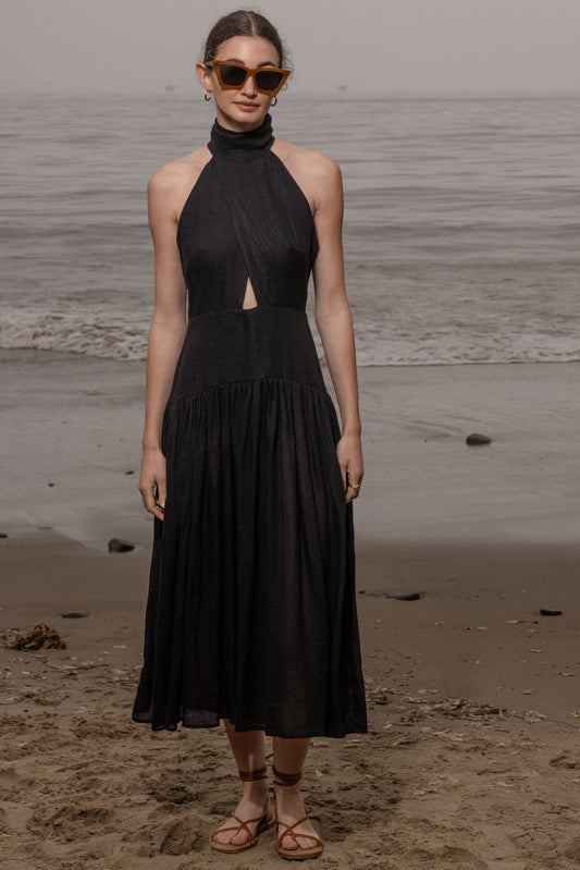 Halter Neck Cut - Out Midi Dress