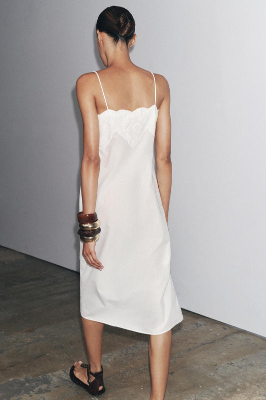 White Lace - Trimmed Slip Dress