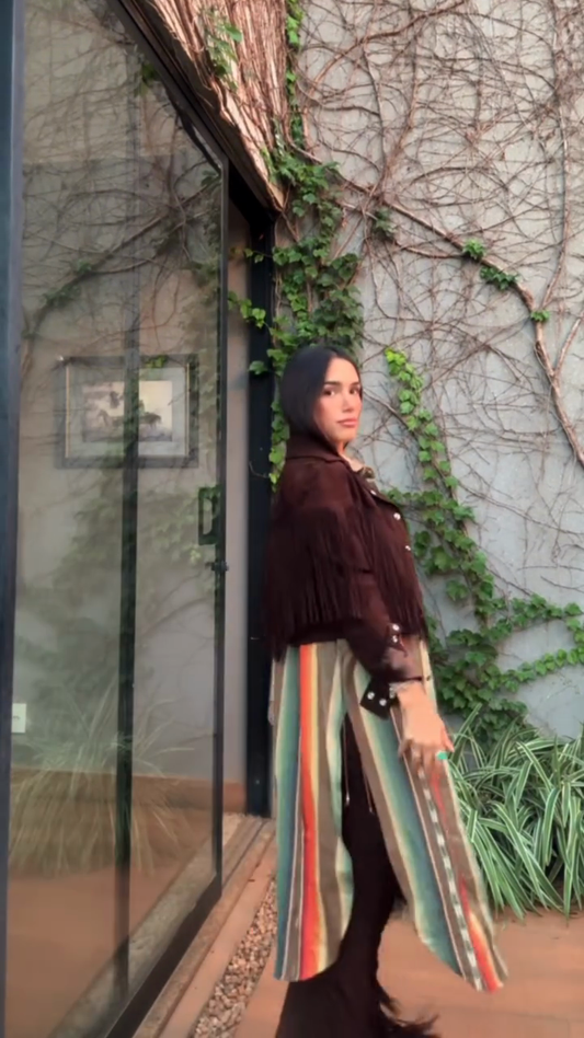 Brown Long - Jacket and Bootcut Pants Set