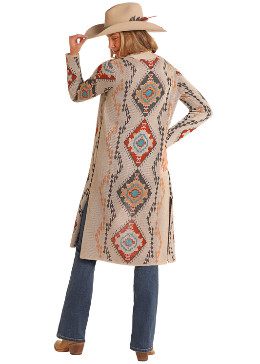 Southwestern - Patterned Long Cardigan