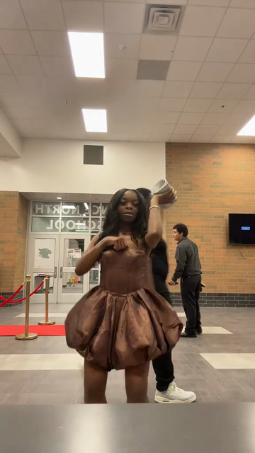 Brown Puff - Skirt Mini Dress