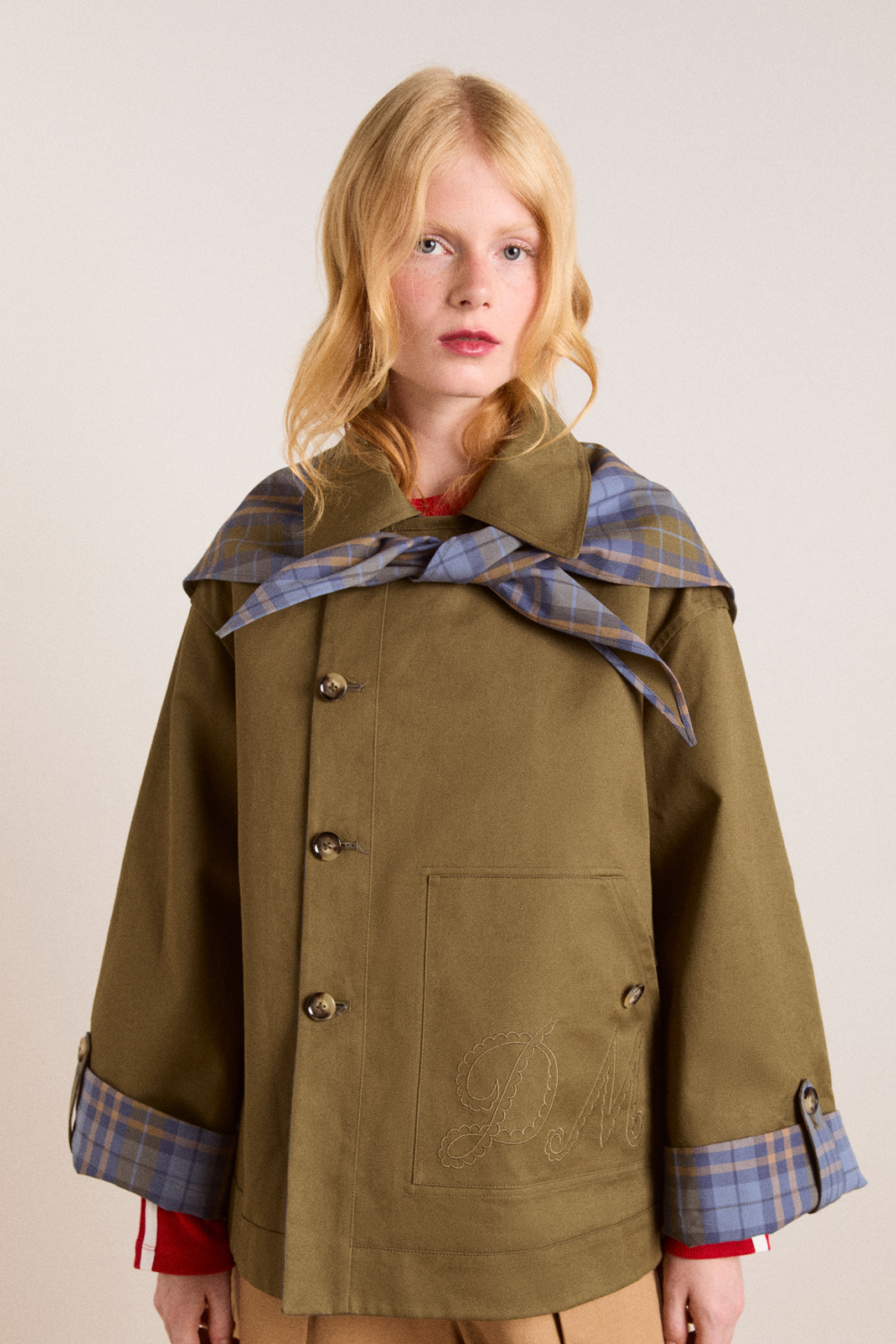 Olive Reversible Jerry Crop Trench Coat