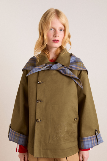Olive Reversible Jerry Crop Trench Coat
