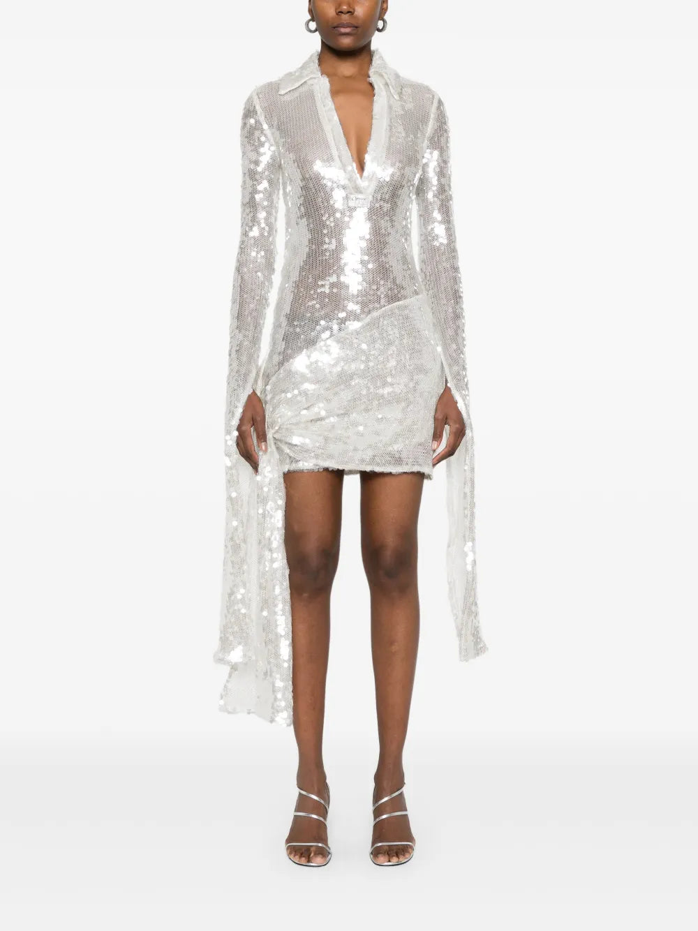 Sparkling Silver Sequin Mini Dress