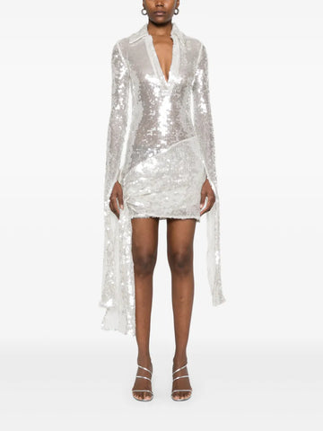 Sparkling Silver Sequin Mini Dress