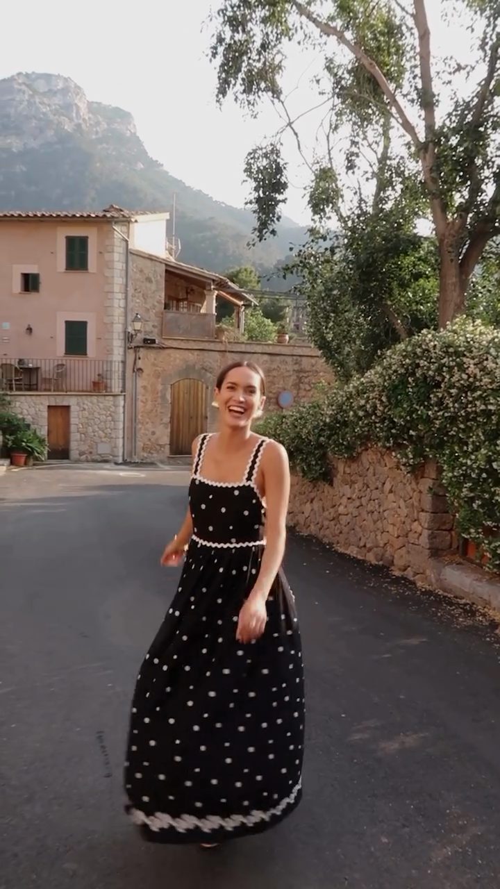 Black and White Polka Dot Maxi Dress