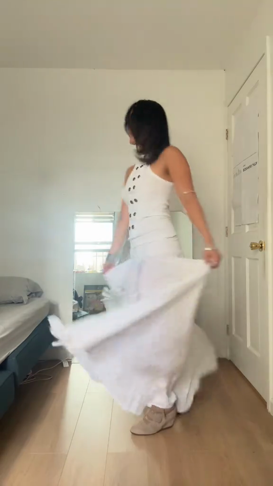 White Halter Top and Wide - Leg Pants Set