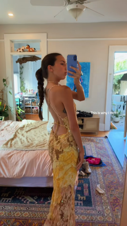 Yellow Floral Sequin Maxi Dress