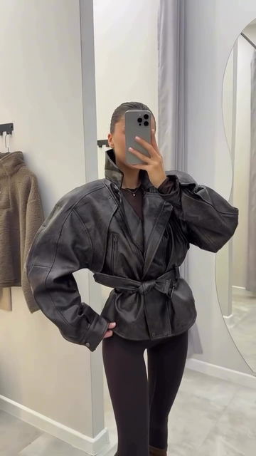 Black Belted Leather Jacket