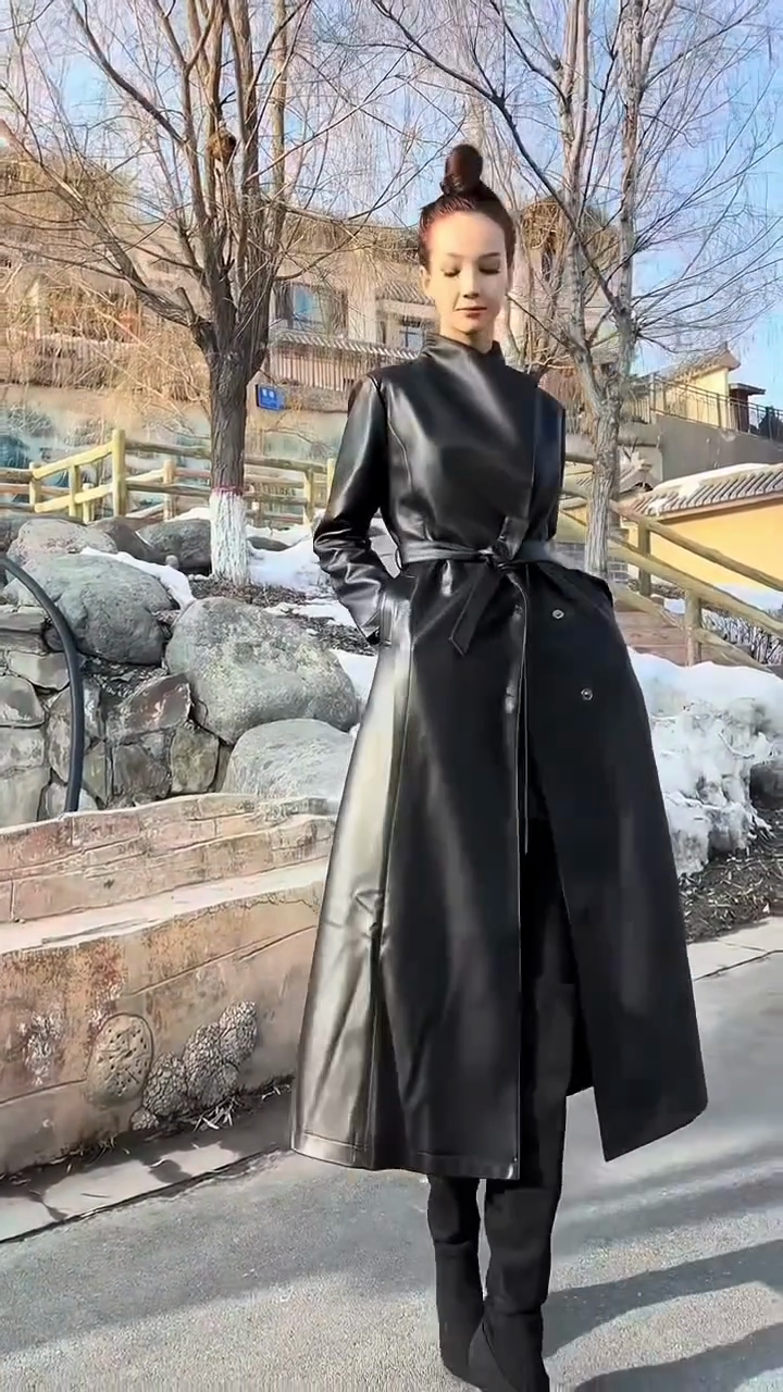 Black Leather Trench Coat